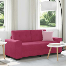 Massbinet Two-seater sofa, wine red, 140 cm, velvet sofa with sleep function, upholstered sofa, sofa set