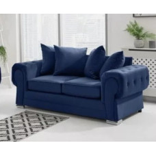 Blue Velvet 2 Seater Sofa Set Chenille or Plush Material Left & Right Corner Lounge Couch Full Back 3 to 2 Seater Collection