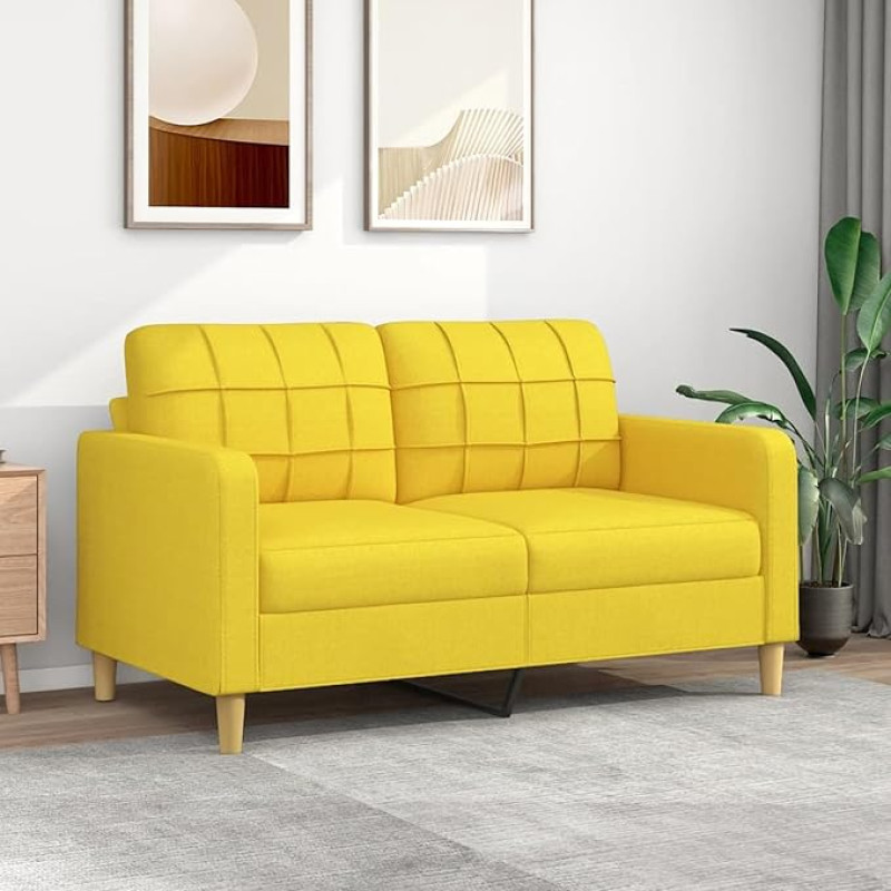 LAPOOH 359096 2-Seater Sofa Light Yellow 140 cm Fabric, Sofas & Couches, Sofa Living Room, Sofa for Teenager's Room, Relaxing Sofa, Sofa for Bedroom, Upholstered Sofa