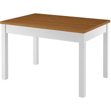 90.70-51BE Two-Tone Kitchen Table 80 x 120 cm Solid Wood Top Stained Oak Frame White