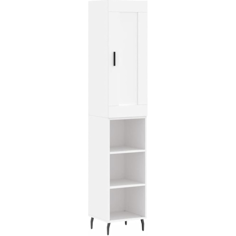 vidaXL Highboard, Sideboard with Lots of Storage Space, Chest of Drawers Cabinet for Living Room, Sideboard, Side Cabinet, Metal Legs, Modern, White Wood Material