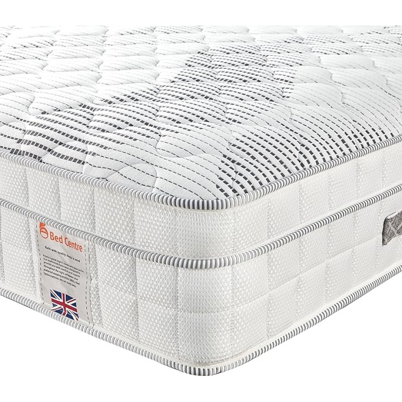 Bed Centre King Mattress 11 Inch Pocket Spring Mattress Memory Foam Breathable 5ft Medium Firm with Soft Fabric Fire Resistant Barrier Skin Friendly Durable King