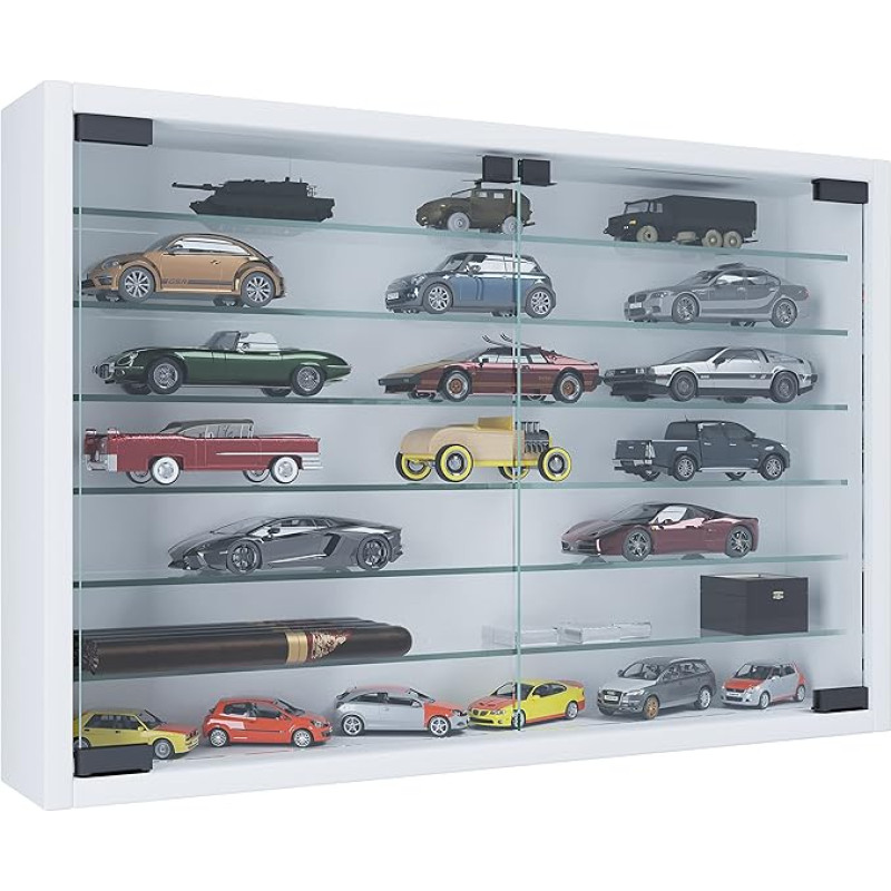 VCM Mandosa XL Hanging Glass Display Cabinet with Tempered Safety Glass Dimensions H 40 x W 60 x D 10 cm Modern and Space-Saving Glass Display Cabinet White