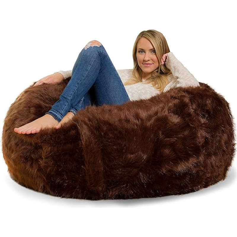 Comfy Sacks Sitzsack aus Memory-Schaum, 1,2 m, braunes Fell