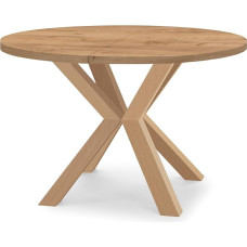 Dekori Möbel Round Extendable Table for Dining Room RAL with Wooden Legs, Scandinavian Style, Diameter Variants from: 90 to 220 cm (Craft Gold Oak, 100/200 cm)