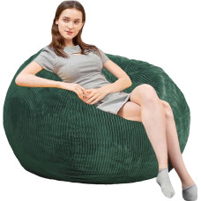 Bean Bag with Faux Fur Cover, 3ft Giant Memory Foam Bean Bag for Adult/Teens with Filling, Ultra Soft Faux Fur Fabric, Round Fluffy Sofa for Living Room, Bedroom