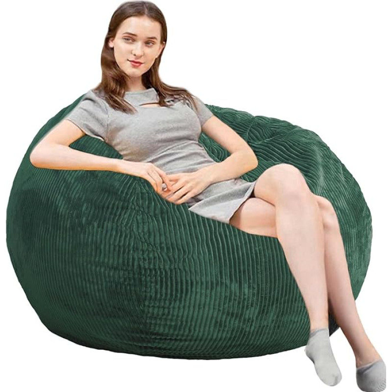 Bean Bag with Faux Fur Cover, 3ft Giant Memory Foam Bean Bag for Adult/Teens with Filling, Ultra Soft Faux Fur Fabric, Round Fluffy Sofa for Living Room, Bedroom