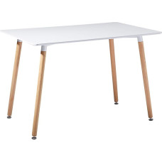 setsail Kitchen Table MDF for 4-6 Chairs Beech Wood Rectangular White 110 x 70 x 73 cm