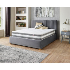 Aspire Beds Double Sided Duo Airflow Bag + Breathable 3D Air Mesh, 22cm Premium Economy Mattress, Polyester Foam 1000 Pocket Springs, Grey and White Trim, Small Double