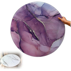 Runde Tischplatte aus gehärtetem Glas, 100 cm, mit eleganter violetter Marmor-Aderung – stilvolle transparente Oberfläche für Ess-, Kaffee- oder Akzenttische