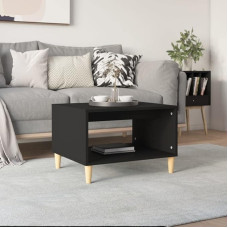 FIRBNUS 60 x 40 x 50 cm Side Table with Compartments Side Table Sofa Table Tea Table Living Room Table Modern Stylish Small Table Living Room Cout Table Black Solid Wood Eucalyptus