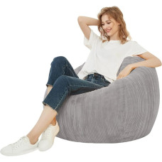 Bean Bag Cover Corduroy Bean Bag Cover Washable Soft Bean Bag (No Filler) for Kids Teens Boys and Girls (XXL, 120x120cm, Grey)