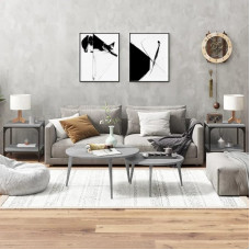 KTHLBRH Living Room Decoration Table Living Room Bedside Table Side Tables Set of 2 Grey Sonoma 40 x 40 x 40 cm Wood Material