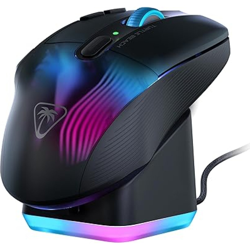 Turtle Beach Kone XP Air – Kabellose, anpassbare und ergonomische RGB-Gaming-Maus, Bluetooth, optischer Sensor 19K DPI, bis zu 100-Stunden-Akku und Ladestation - Schwarz