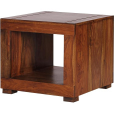 FineBuy Sheesham Solid Wood Coffee Table 50 x 50 cm Living Room Table Design Dark Brown Country House Style Side Table Natural Product Real Wood Unique Square Living Room Furniture Modern Solid Wood
