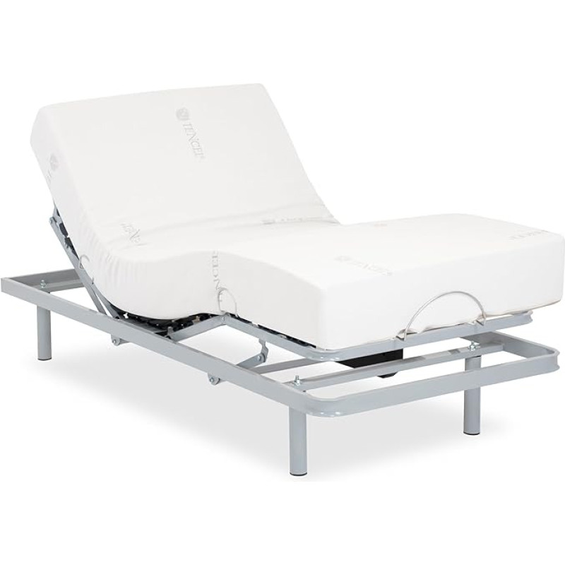 Gerialife - Electrically Adjustable Slatted Frame | Orthopaedic Mattress 20 cm Visco Tencel (80 x 200, Wireless Control)