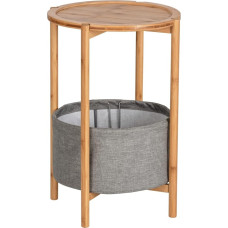 WENKO Bahari Side Table, High-Quality Coffee Table & Bedside Table Made of Sustainable Bamboo, with Practical Polyester Storage Basket and Removable Shelf, Plenty of Space for Accessories, 42 x 60 cm