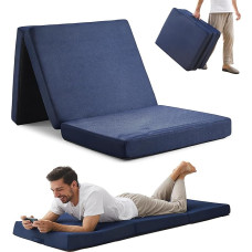 Jamdok 10cm Foldable Memory Foam Sleeping Mat, Tri-Fold Mattress, Machine Washable Cover, Foldable Floor Mattress Topper, Guest Bed for Adults, Camping Mat