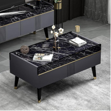 Homidea KARYA Coffee Table - Sofa Table - Living Room Table - Side Table in Elegant and Modern Design (Coffee Table - Anthracite/Marble)