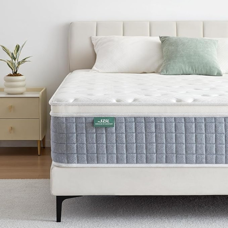 SZSL INDULGE IN COMFORT Mattress 140 x 200 cm H3 Height 24 cm 7-Zone Spring Mattress with Foam Oeko-Tex Certified Orthopaedic Pocket Spring Mattress 100 Nights Trial Sleep