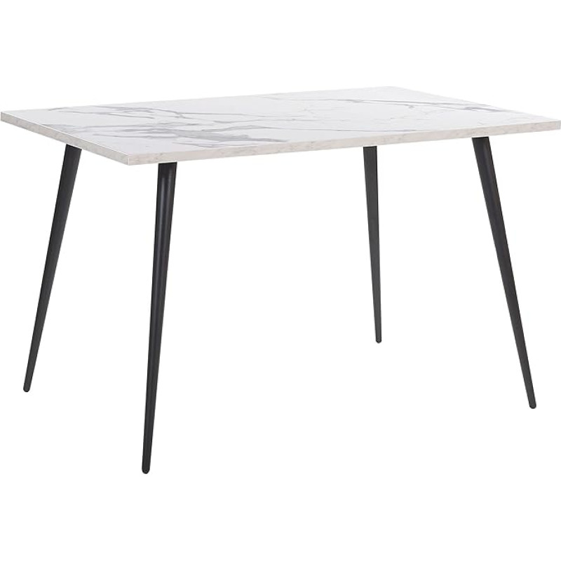 Beliani Modern Santiago Dining Table Marble Look White/Black 120 x 80 cm Rectangular