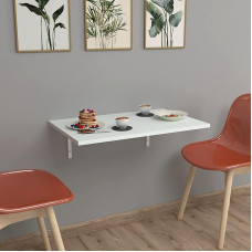 [en.casa] Klepp Wall Folding Table 72 x 45 cm Folding Dining Table Bar Table Space Saving Kitchen Table for Wall Mounting Multi-Purpose Table White