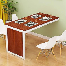 Space Saving Folding Dining Table - Wall Mounted Modern Home Office Foldable Desk (35.4 x 19.7 x 29.5 Inch Brown) - Versatile Compact Easy to Install