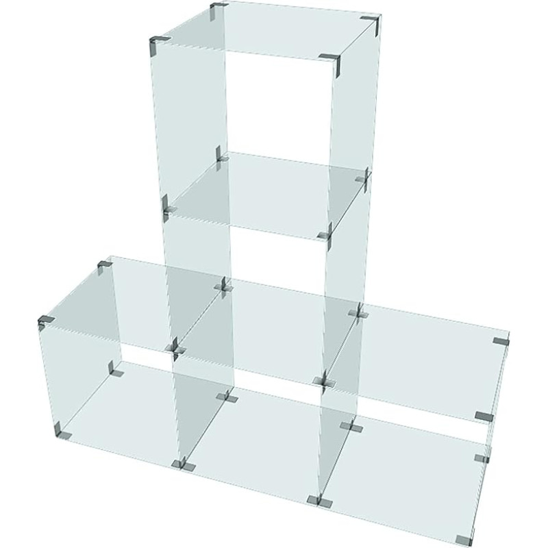 Glass Display Cabinet with 5 Compartments of 30 x 30 cm or 40 x 40 cm