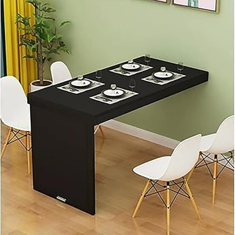 Wall-Mounted Folding Dining Table - Space-Saving Convertible Desk for Small Spaces Ideal MDF Wall Table for Home Office Bedroom & Kitchen Use