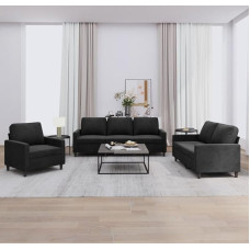 qohoio 3-TLG. Sofagarnitur mit Kissen Sofa Wohnzimmer Sitzgruppe Wohnzimmer Sofa Set Sofas FüR Wohnzimmer Schwarz Samt - 3201481