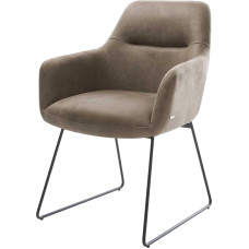 DELIFE Pejo-Flex Upholstered Chair with Skate Frame Black Microfibre Taupe Vintage Pocket Spring Core