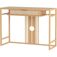 Konsolentisch Konsolentisch aus Holz mit Rattan-Schubladen, Boho-Eingangstisch, schmaler und langer Sofatisch, Konsolentische für Eingang, Wohnzimmer, Foyer, einfach zu montieren Konsole I