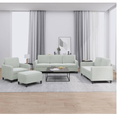 LAPOOH 3201944 4-Piece Sofa Set Light Grey Velvet, Lounge Sofa, Sofas & Couches, Relaxing Sofa, Couch for Living Room, Couch with