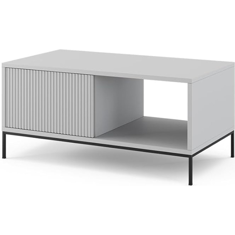 Vicco Eliza Coffee Table with Drawer, Grey, 90 x 50 cm