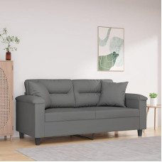 LAPOOH 3200973 2-Seater Sofa with Cushion, Dark Grey, 140 cm, Microfibre Fabric, Lounge Sofa, Sofas & Couches, Relax Sofa, Couch for Living Room, Couch with Sleep Function