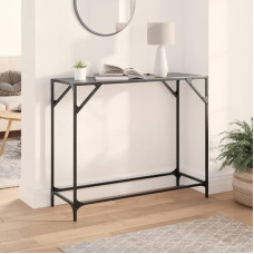 Tidyard Console Table with Glass Top, Side Table, Sofa Table, Hallway, Entrance, Living Room, Bedroom and Office, Black, 98 x 35 x 81 cm, Steel