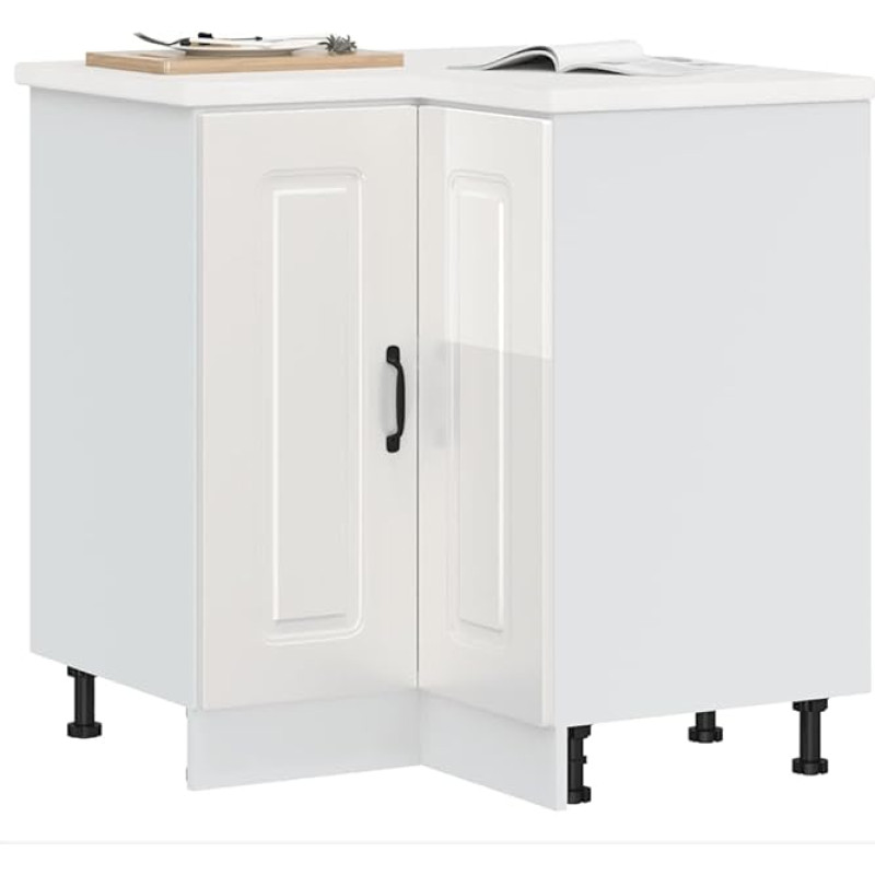 Myheimly Kitchen Cupboard, Kitchen Cabinet, Kitchen Cabinet, Cabinet for Kitchen, Kitchen Cabinet, Wall Cabinet, Wood Composite Kitchen Cabinet, High Gloss White, Corner Cabinet, 75.5 x 75.5 x 81.5 cm