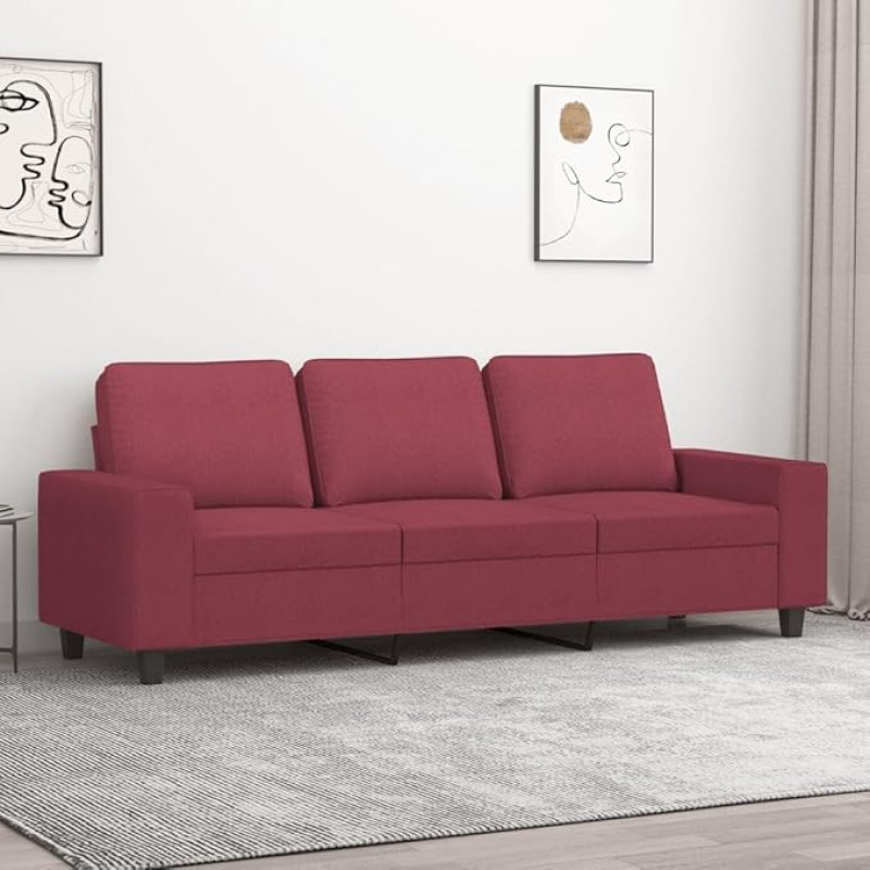 LAPOOH 359405 3-Seater Sofa, Wine Red, 180 cm Fabric, Lounge Sofa, Sofas & Couches, Relax Sofa, Couch for Living Room, Couch with - 359405