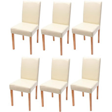 Littau Set of 6 Dining Chairs / Kitchen Chairs / Leather / Cream / Light Legs