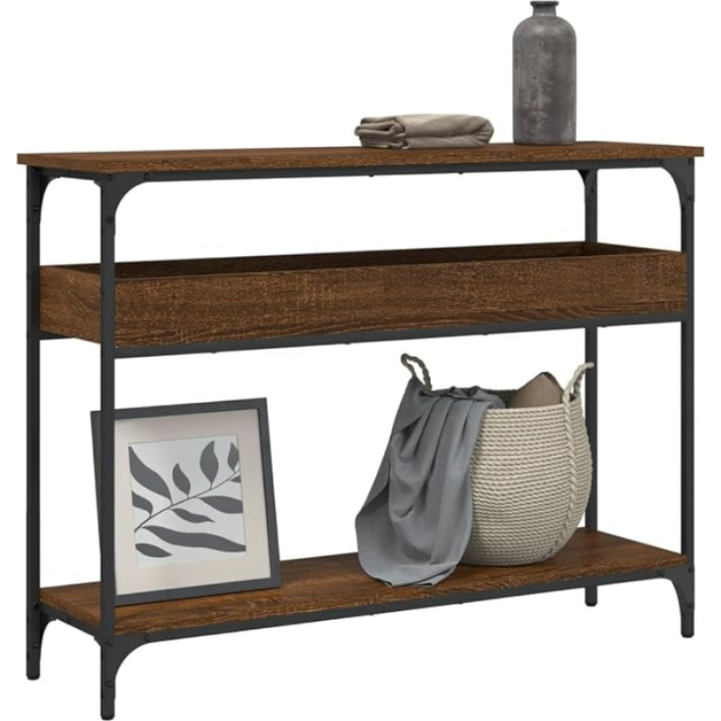 Gecheer Console Table Side Table Hallway Table Decorative Sideboard Entrance Table Coffee Table Small Exhibition Table Sofa Table with Shelf Brown Oak Look 100 x 29 x 75 cm