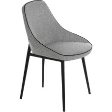 Angel Cerda Black Fabric Dining Chair with Black Piping. Epoxy Painted Steel Structure