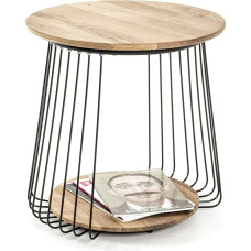 HAKU Möbel Side Table Oak Black Solid Wood Metal Dimensions Height 52 cm x Diameter 50 cm Style: Modern
