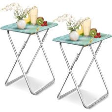 Set mit 2 faltbaren Snacktischen, TV-Tablett, Tisch, Outdoor, Campingtisch, platzsparender Akzenttisch für Wohnzimmer, Buchenholz-Finish, tragbar und stilvoll