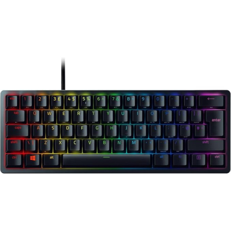 Razer Huntsman Mini (Red Switch) - 60% Compact Gaming Keyboard (Linear Optical Mechanical Switches, Doubleshot PBT Keycaps, Detachable USB-C Cable) UK Layout, Black