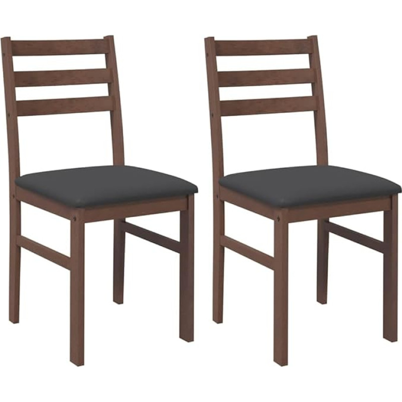 vidaXL Dining Room Chairs with Cushions Set of 2 Brown Solid Wood Rubber Tree Kitchen Chair Side Chair Dining Chair Living Room Chair Restaurant Chair