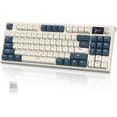 VGN GAMEPOWER x Attack Shark K86 Mechanical Gaming Keyboard Wireless 75% TKL, 2.4G Wireless/Bluetooth/USB-C, RGB Gasket Keyboard QWERTY, Colour Display, Rotary Knob, Hot Swap Linear Switch, Retro Blue