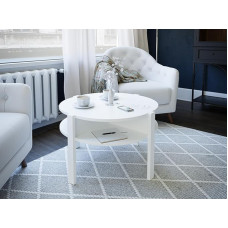 Forte TOBAGO Coffee Table, Wood Composite, White, W x H x D: 74.4 x 45.5 x 74.4 cm
