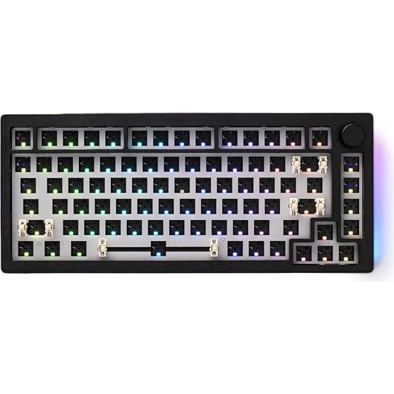 Akko 5075B Mechanical Keyboard Kit, Gaming DIY Barebones Kit, Bluetooth 5.0/2.4GHz/Wired RGB Barebones Keyboard, VIA Programmable, 4500mAh Battery for Win/Mac (US Layout, Black)