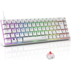 The G-Lab Keyz Titanium Gaming Keyboard White 65% AZERTY USB Mechanical Keyboard Red Switch RGB 100% Customizable Anti-Ghosting Macro Programmable for PC PS4 PS5 Xbox - New (White)