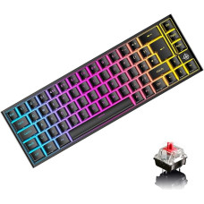 UK Layout 60% Gaming Keyboar RGB Backlit Red Switch Mechanical Keyboard, 67 Keys USB C Wire Keyboard Mice 12000 DPI for PC Mac Gamer